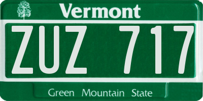 VT license plate ZUZ717