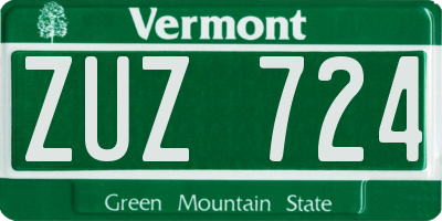 VT license plate ZUZ724