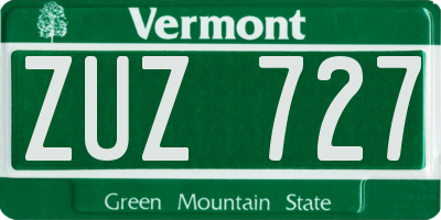 VT license plate ZUZ727