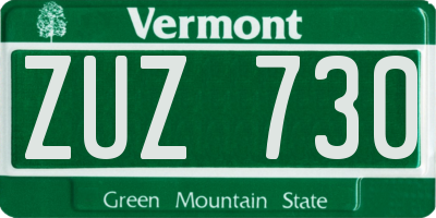 VT license plate ZUZ730