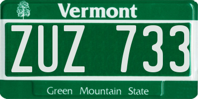 VT license plate ZUZ733
