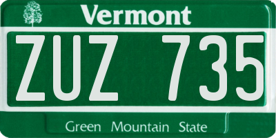 VT license plate ZUZ735