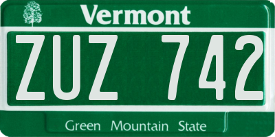VT license plate ZUZ742