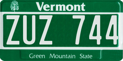 VT license plate ZUZ744