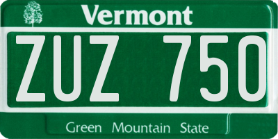 VT license plate ZUZ750