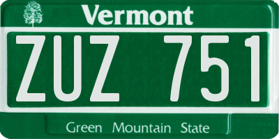 VT license plate ZUZ751