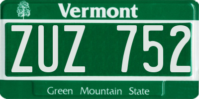 VT license plate ZUZ752