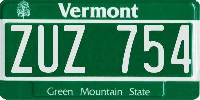 VT license plate ZUZ754