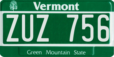 VT license plate ZUZ756