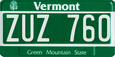 VT license plate ZUZ760
