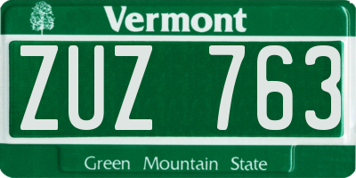 VT license plate ZUZ763