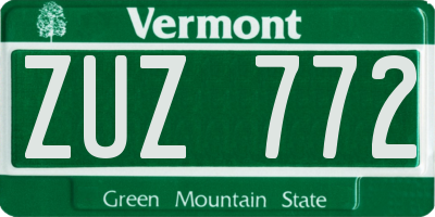 VT license plate ZUZ772