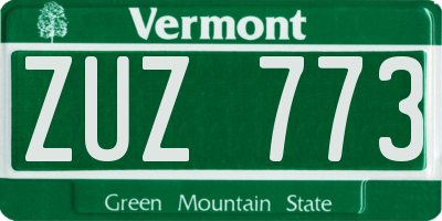VT license plate ZUZ773