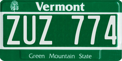 VT license plate ZUZ774