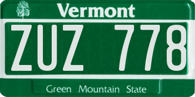 VT license plate ZUZ778