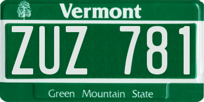 VT license plate ZUZ781