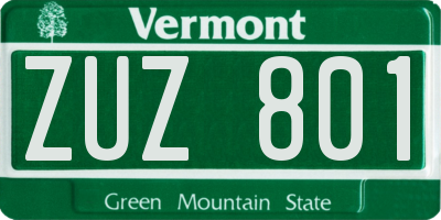 VT license plate ZUZ801