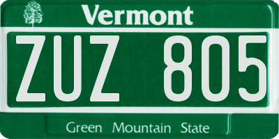 VT license plate ZUZ805