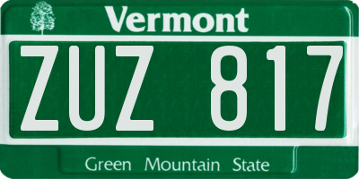 VT license plate ZUZ817