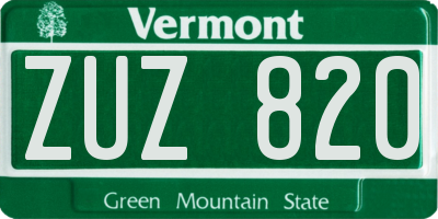 VT license plate ZUZ820