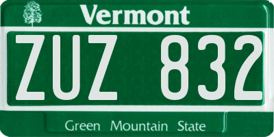VT license plate ZUZ832