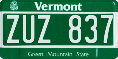 VT license plate ZUZ837