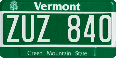 VT license plate ZUZ840