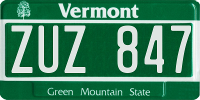 VT license plate ZUZ847