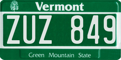 VT license plate ZUZ849