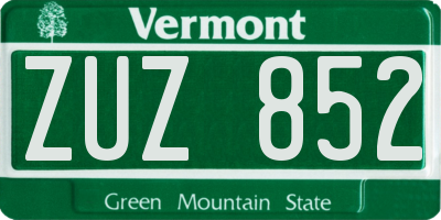 VT license plate ZUZ852