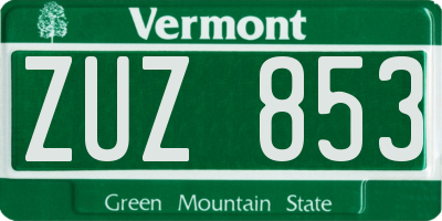 VT license plate ZUZ853