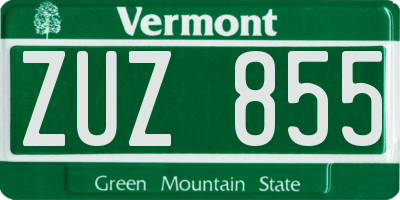 VT license plate ZUZ855