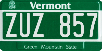 VT license plate ZUZ857