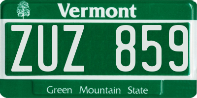 VT license plate ZUZ859