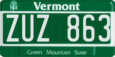 VT license plate ZUZ863