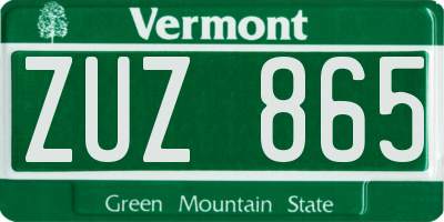 VT license plate ZUZ865