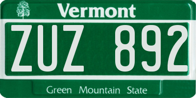 VT license plate ZUZ892