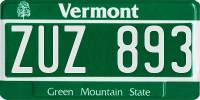 VT license plate ZUZ893