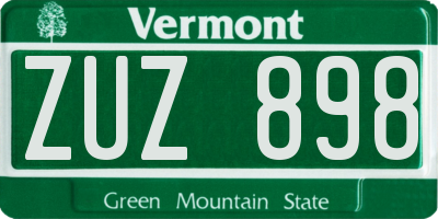 VT license plate ZUZ898
