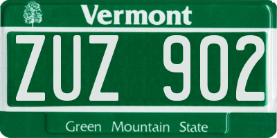 VT license plate ZUZ902