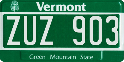 VT license plate ZUZ903