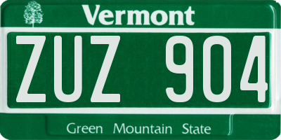 VT license plate ZUZ904