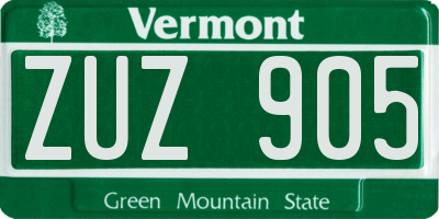 VT license plate ZUZ905