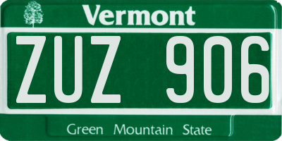 VT license plate ZUZ906