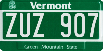VT license plate ZUZ907