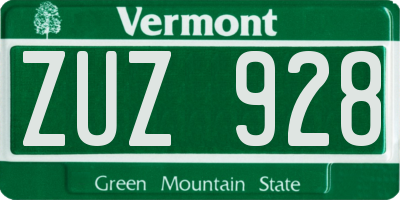 VT license plate ZUZ928