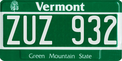 VT license plate ZUZ932