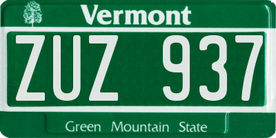 VT license plate ZUZ937