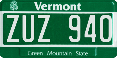 VT license plate ZUZ940