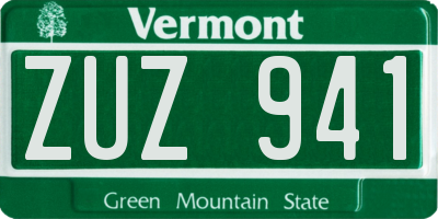 VT license plate ZUZ941